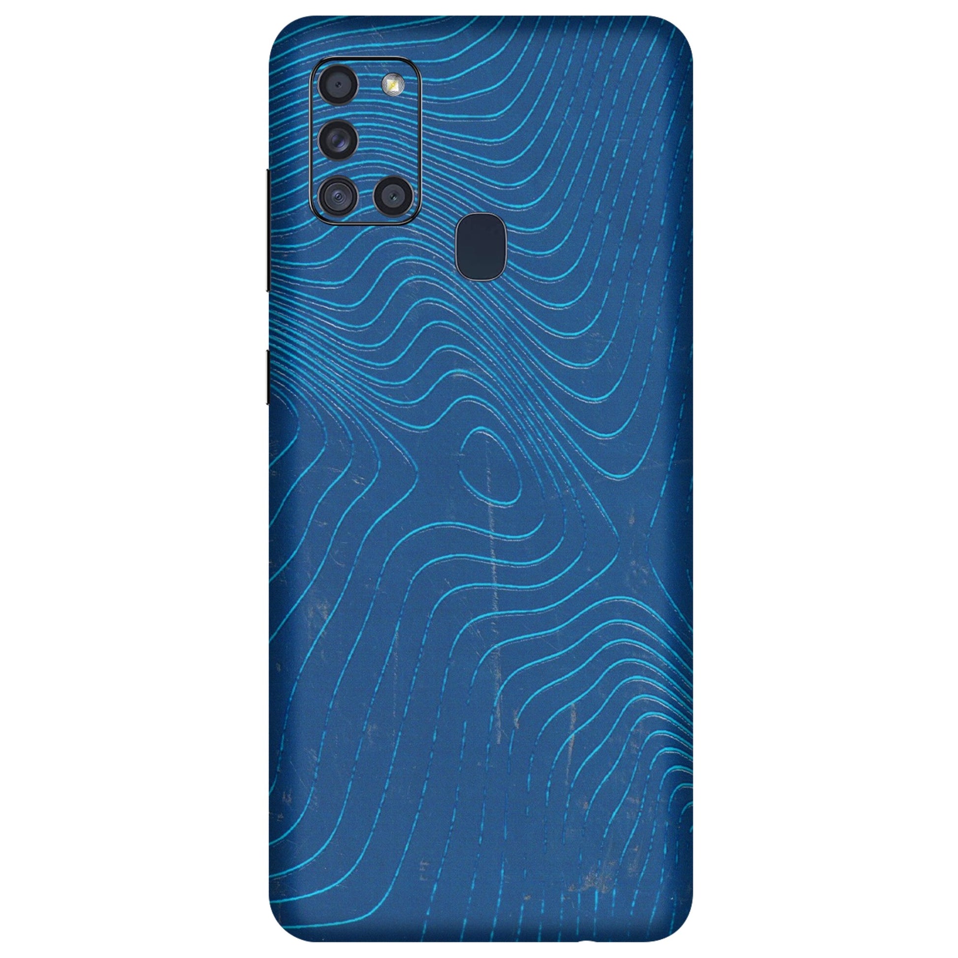 Samsung A/S Series Phone Skins (All Models) - Abstract Blue Line Map - 3D Embossed Finish (L-272) Samsung Galaxy A21S