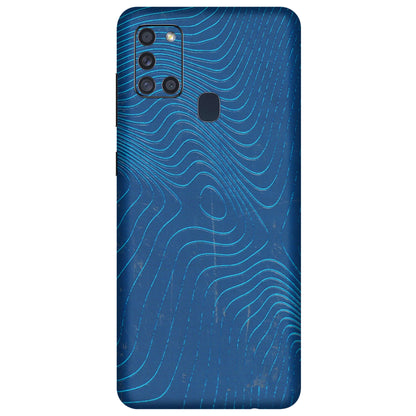 Samsung A/S Series Phone Skins (All Models) - Abstract Blue Line Map - 3D Embossed Finish (L-272) Samsung Galaxy A21S
