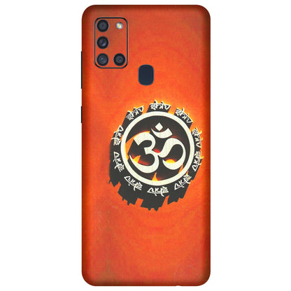 Samsung A/S Series Phone Skins (All Models) - Aum Shiv Orange - 3D Embossed Finish (L-32) Samsung Galaxy A21S