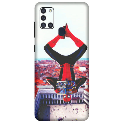 Samsung A/S Series Phone Skins (All Models) - Spiderman Hanging - 3D Embossed Finish (L-53) Samsung Galaxy A21S