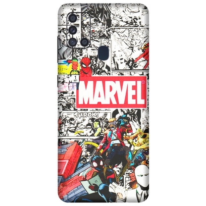Samsung A/S Series Phone Skins (All Models) - Marvel Colorful Comic - 3D Embossed Finish (L-64) Samsung Galaxy A21S