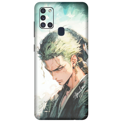 Samsung A/S Series Phone Skins (All Models) - Pirate Hunter One Piece Anime - Matte Finish (M-157) Samsung Galaxy A21S