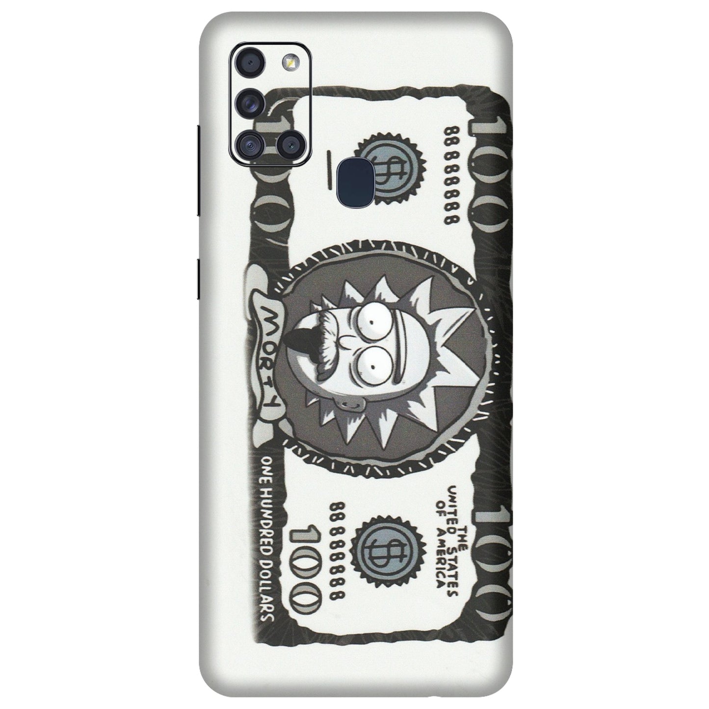 Samsung A/S Series Phone Skins (All Models) - Rick And Morty Hundred Dollar Anime - Matte Finish (M-161) Samsung Galaxy A21S