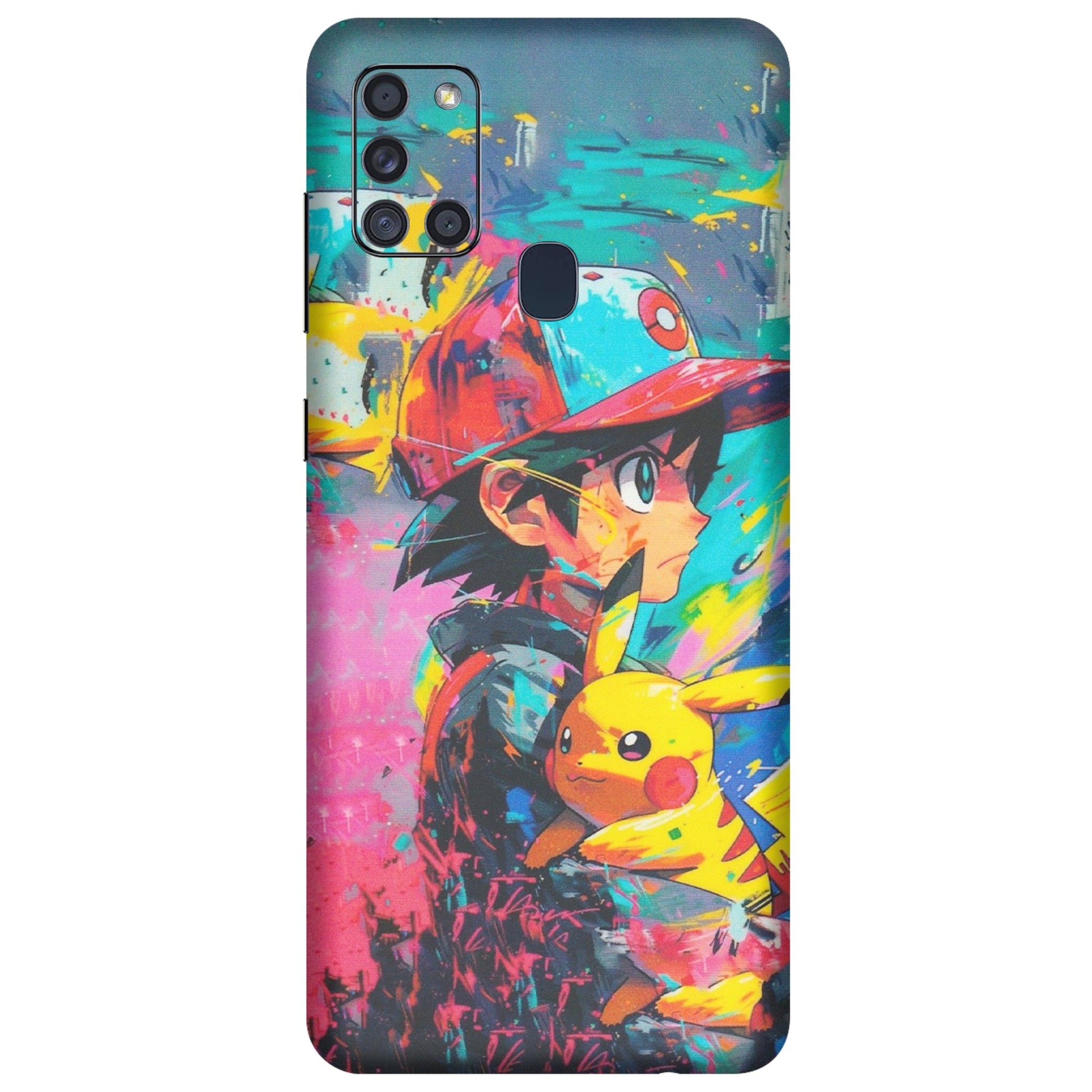 Samsung A/S Series Phone Skins (All Models) - Ash & Pikachu - Matte Finish (M-26) Samsung Galaxy A21S