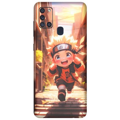 Samsung A/S Series Phone Skins (All Models) - Naruto Cute Toon Running - Matte Finish (M-04) Samsung Galaxy A21S