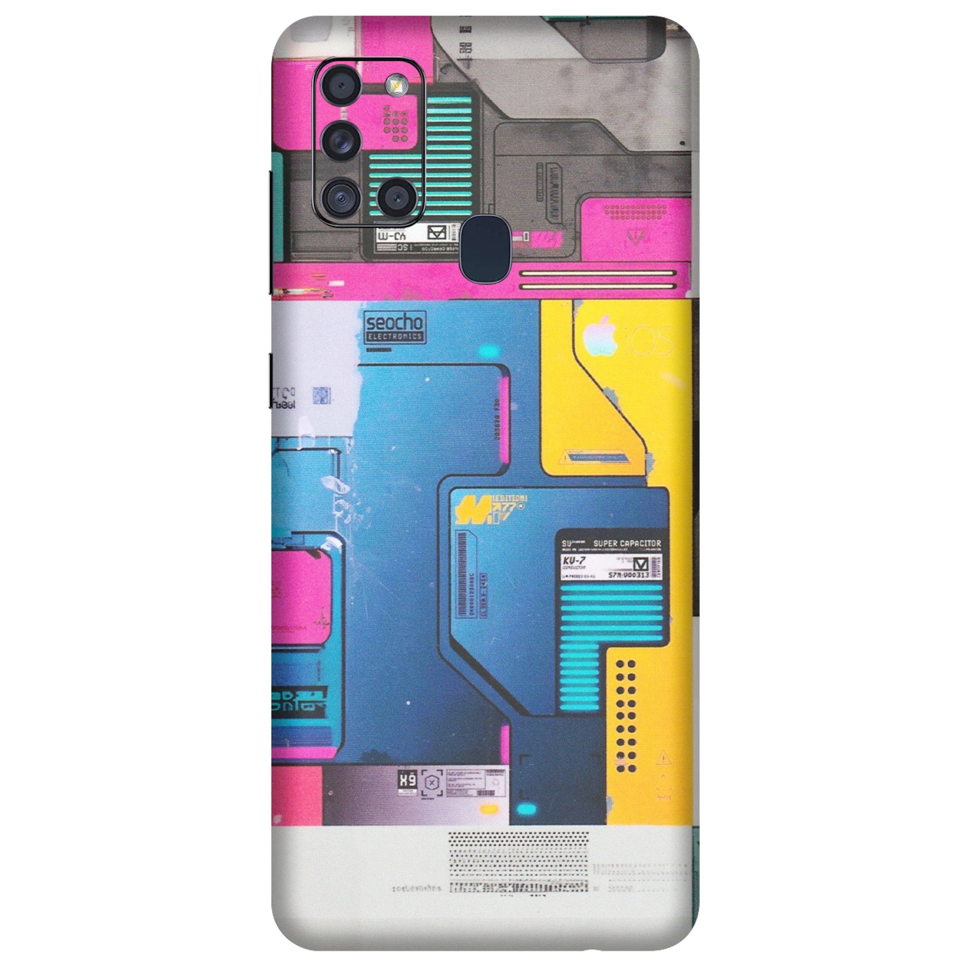 Samsung A/S Series Phone Skins (All Models) - Colourfull Motherboard Internals - Matte Finish (M-55) Samsung Galaxy A21S