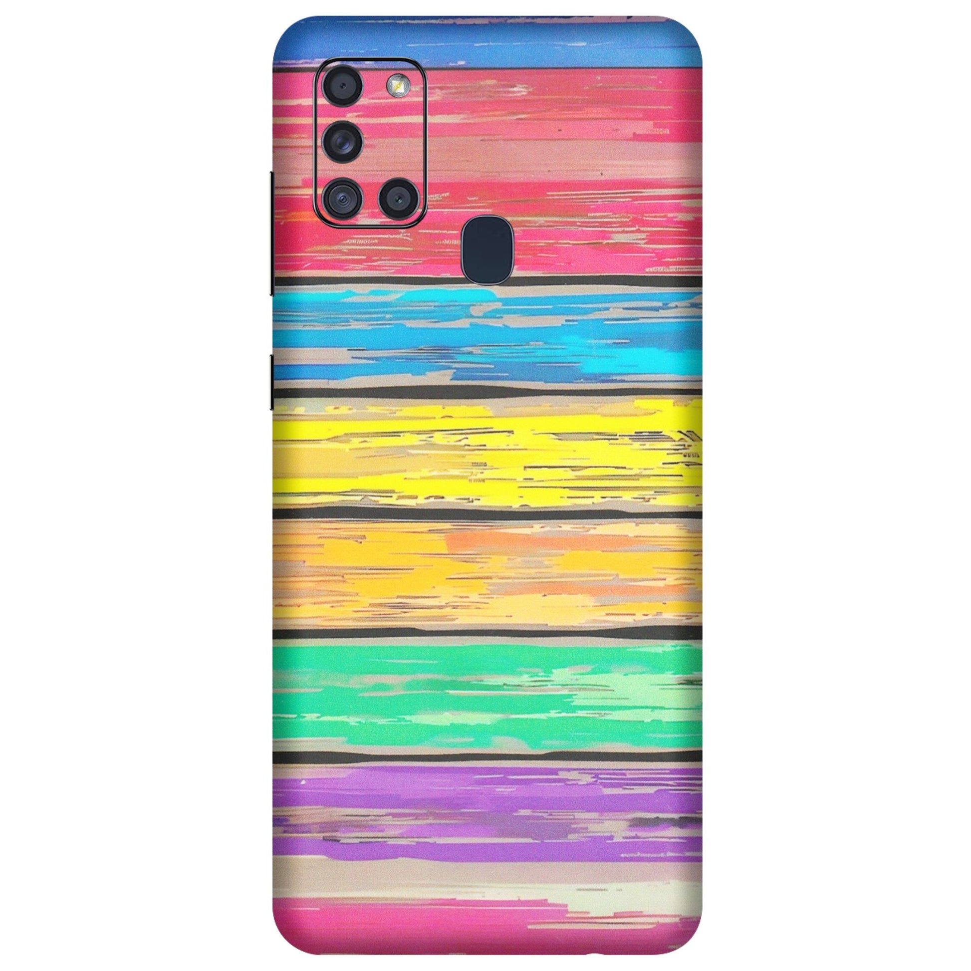 Samsung A/S Series Phone Skins (All Models) - Multi Colour Wooden Wall - Matte Finish (M-96) Samsung Galaxy A21S