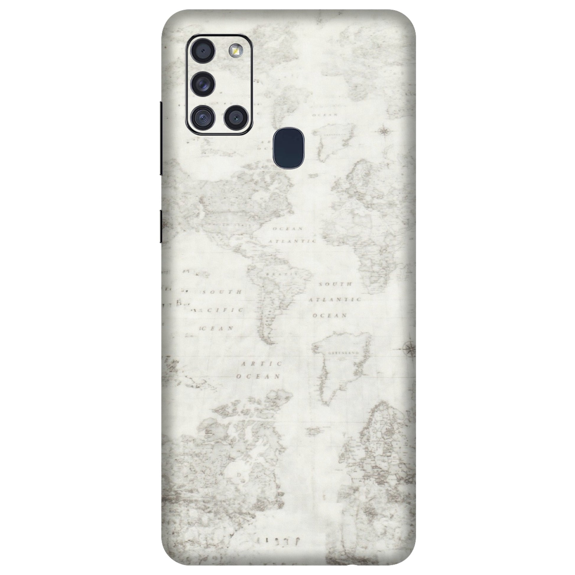 Samsung A/S Series Phone Skins (All Models) - World Travel Map - Transparent Finish (T-04) Samsung Galaxy A21S