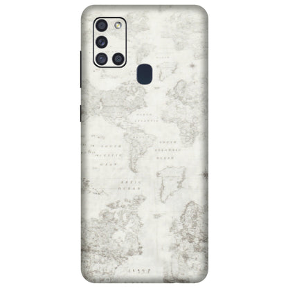 Samsung A/S Series Phone Skins (All Models) - World Travel Map - Transparent Finish (T-04) Samsung Galaxy A21S