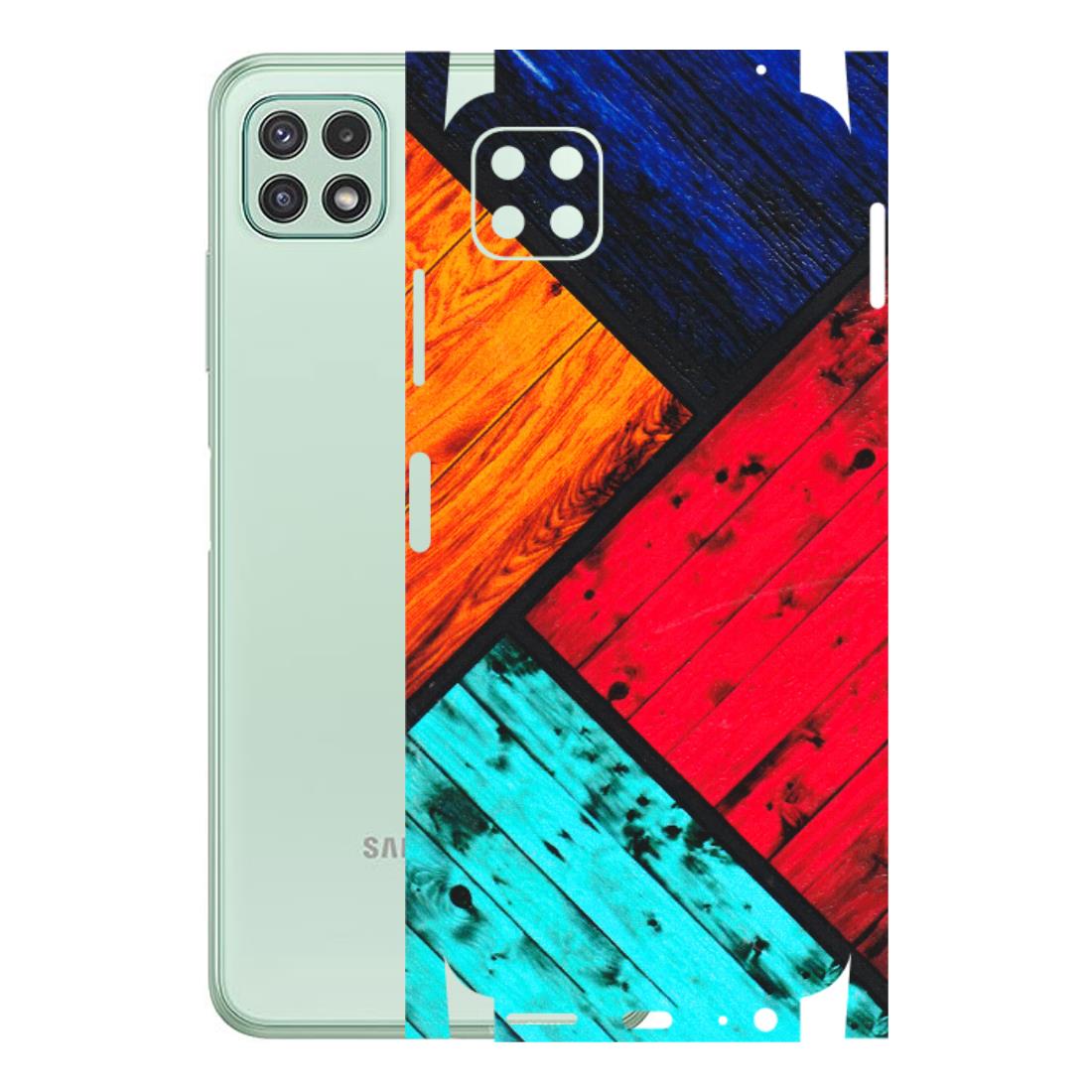 Samsung A/S Series Phone Skins (All Models) - Colourful Wood Panels Abstract - 3D Embossed Finish (L-09) Samsung Galaxy A22 (5G)