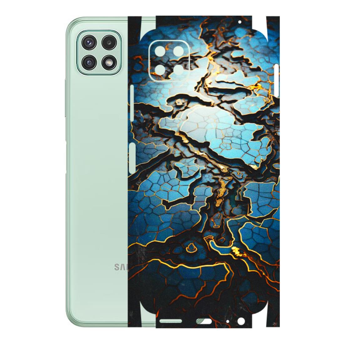 Samsung A/S Series Phone Skins (All Models) - Blue Gold Abstract - 3D Embossed Finish (L-11) Samsung Galaxy A22 (5G)
