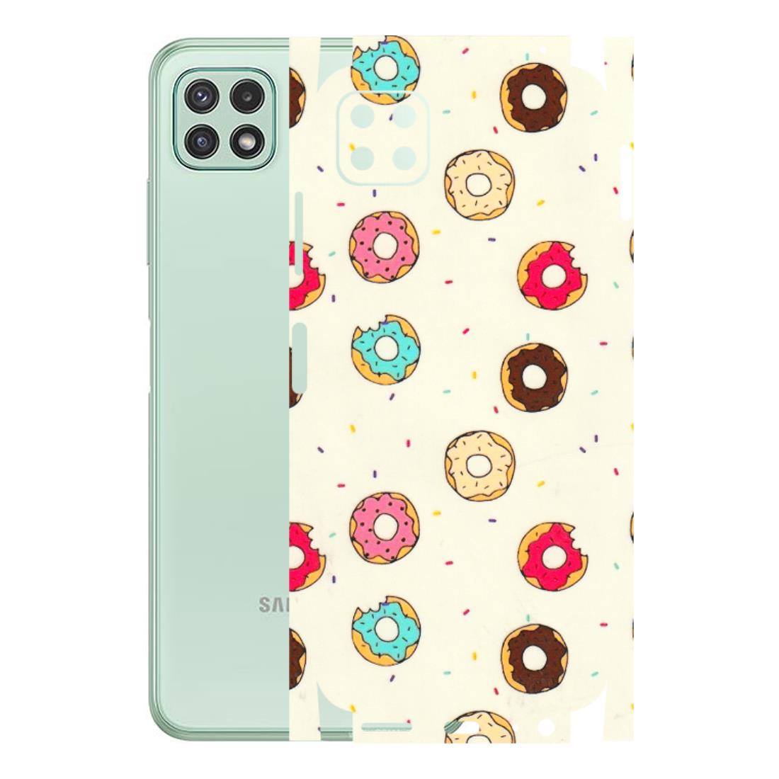Samsung A/S Series Phone Skins (All Models) - Mini Donuts Doodle Art - 3D Embossed Finish (L-122) Samsung Galaxy A22 (5G)