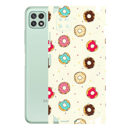 Samsung A/S Series Phone Skins (All Models) - Mini Donuts Doodle Art - 3D Embossed Finish (L-122) Samsung Galaxy A22 (5G)