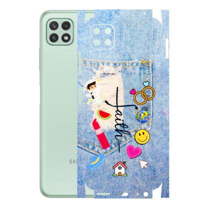 Samsung A/S Series Phone Skins (All Models) - Denim Jeans Pocket - 3D Embossed Finish (L-134) Samsung Galaxy A22 (5G)