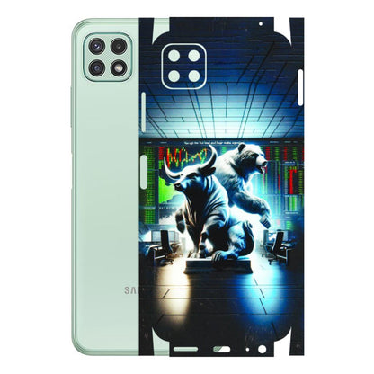 Samsung A/S Series Phone Skins (All Models) - Stock Market Sensex Bear vs Bulls - 3D Embossed Finish (L-15) Samsung Galaxy A22 (5G)