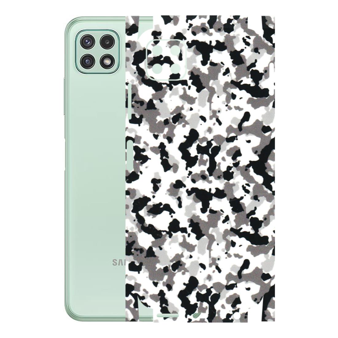 Samsung A/S Series Phone Skins (All Models) - White Black Camouflage - 3D Embossed Finish (L-18) Samsung Galaxy A22 (5G)