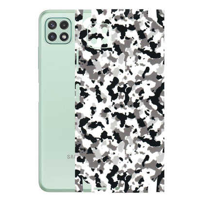 Samsung A/S Series Phone Skins (All Models) - White Black Camouflage - 3D Embossed Finish (L-18) Samsung Galaxy A22 (5G)