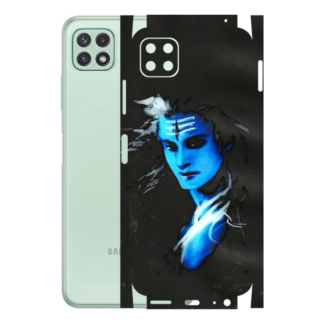Samsung A/S Series Phone Skins (All Models) - Har Har Mahadev Blue/Black - 3D Embossed Finish (L-185) Samsung Galaxy A22 (5G)