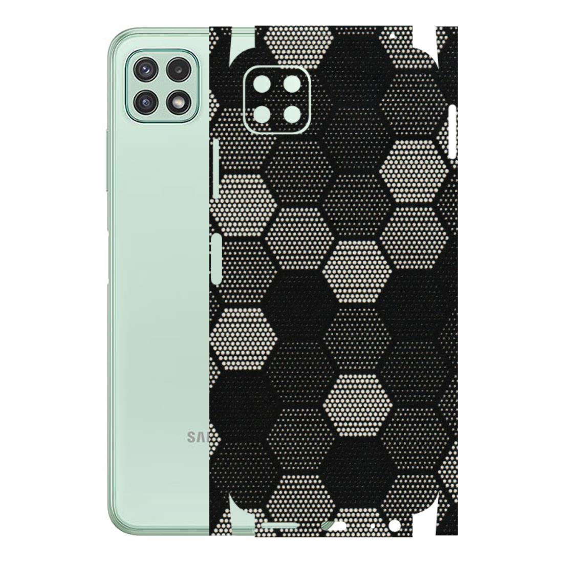 Samsung A/S Series Phone Skins (All Models) - Black & White Dotted Honeycomb Texture - 3D Embossed Finish (L-202) Samsung Galaxy A22 (5G)