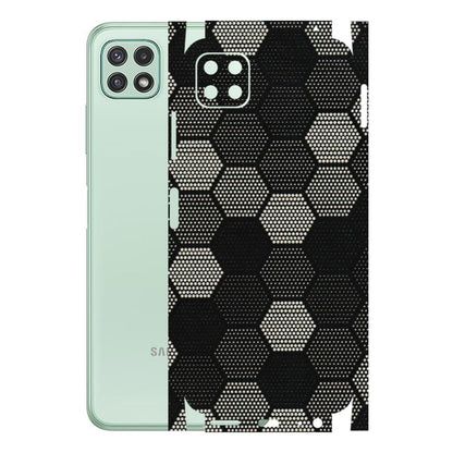 Samsung A/S Series Phone Skins (All Models) - Black & White Dotted Honeycomb Texture - 3D Embossed Finish (L-202) Samsung Galaxy A22 (5G)