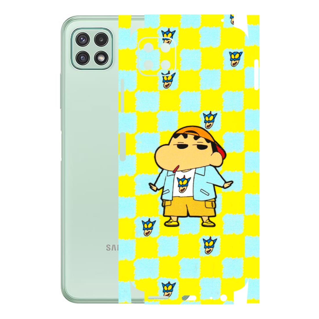 Samsung A/S Series Phone Skins (All Models) - Yellow Blue Shinchan Cute - 3D Embossed Finish (L-221) Samsung Galaxy A22 (5G)