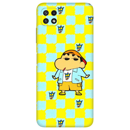 Samsung A/S Series Phone Skins (All Models) - Yellow Blue Shinchan Cute - 3D Embossed Finish (L-221) Samsung Galaxy A22 (5G)
