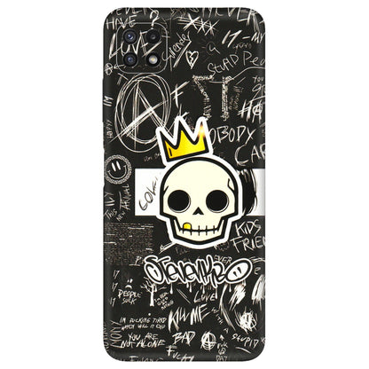 Samsung A/S Series Phone Skins (All Models) - Funny Skull Black Chalk Grafitti - 3D Embossed Finish (L-22) Samsung Galaxy A22 (5G)