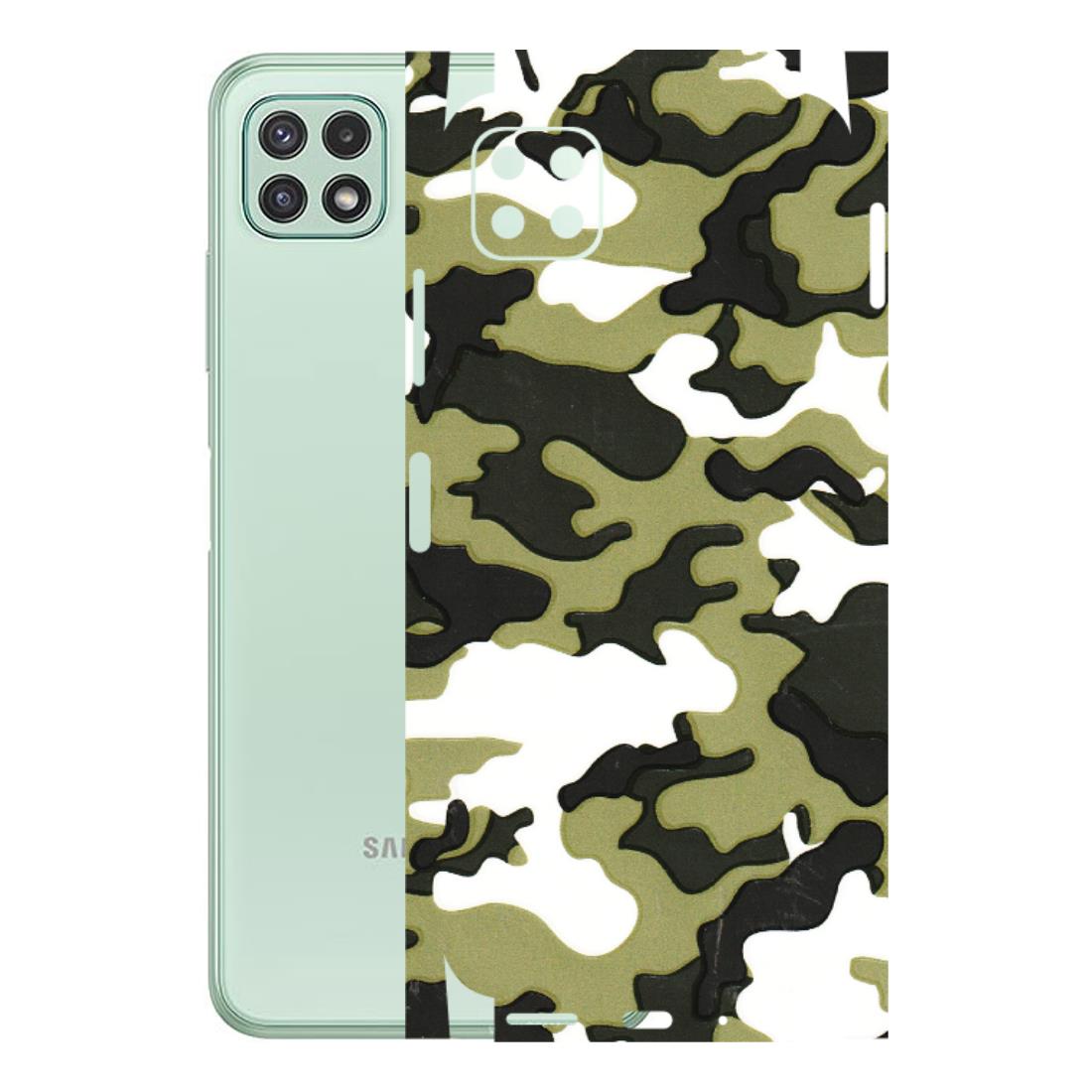 Samsung A/S Series Phone Skins (All Models) - Camouflages White And Green - 3D Embossed Finish (L-243) Samsung Galaxy A22 (5G)