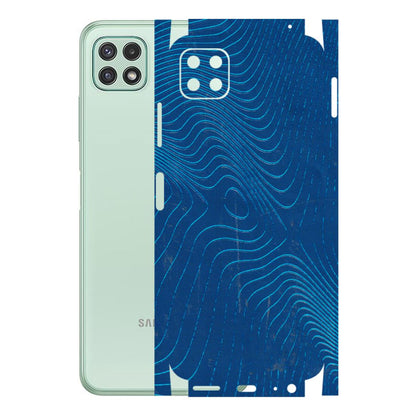 Samsung A/S Series Phone Skins (All Models) - Abstract Blue Line Map - 3D Embossed Finish (L-272) Samsung Galaxy A22 (5G)