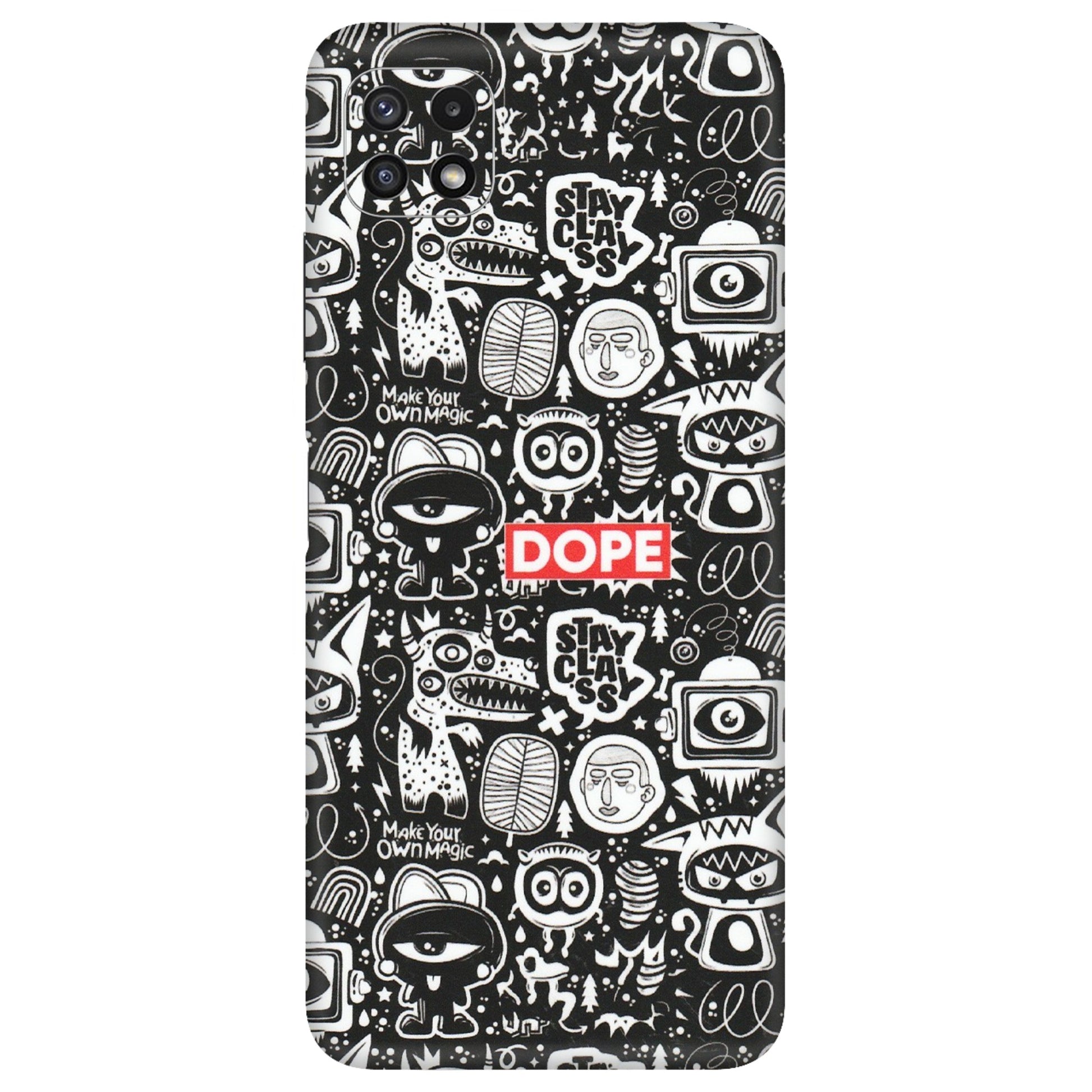 Samsung A/S Series Phone Skins (All Models) - Dope Stay Classy Black Doodles - Matte Finish (M-126) Samsung Galaxy A22 (5G)