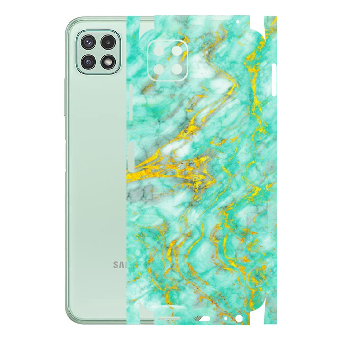 Samsung A/S Series Phone Skins (All Models) - Green And Gold Marble Feel - Matte Finish (M-16) Samsung Galaxy A22 (5G)