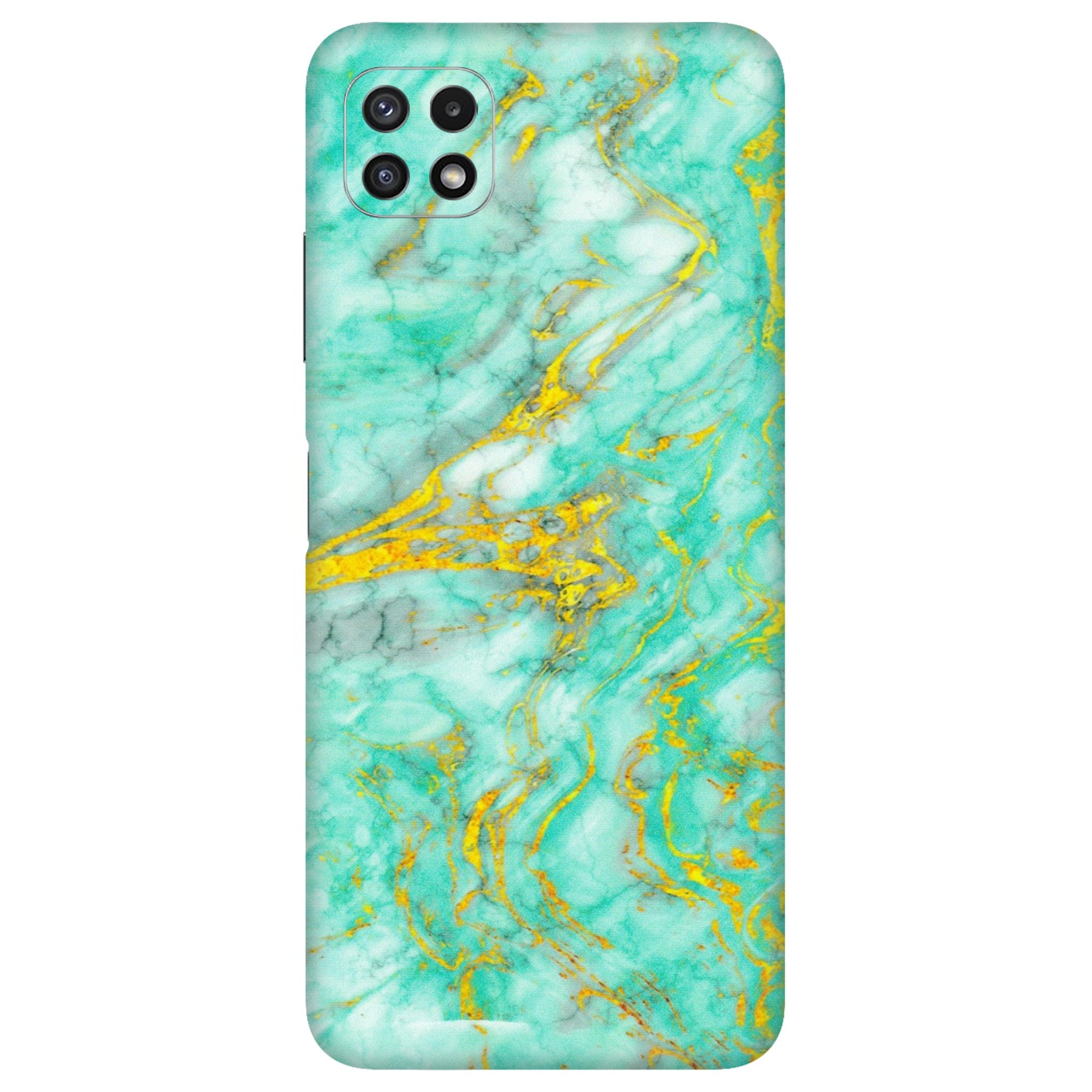 Samsung A/S Series Phone Skins (All Models) - Green And Gold Marble Feel - Matte Finish (M-16) Samsung Galaxy A22 (5G)