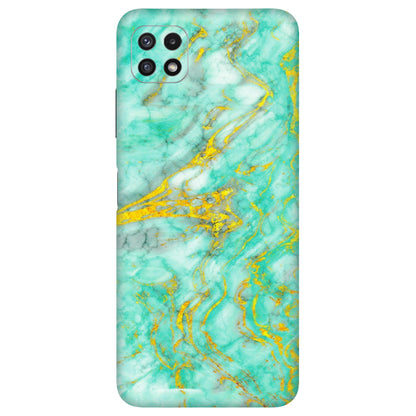 Samsung A/S Series Phone Skins (All Models) - Green And Gold Marble Feel - Matte Finish (M-16) Samsung Galaxy A22 (5G)