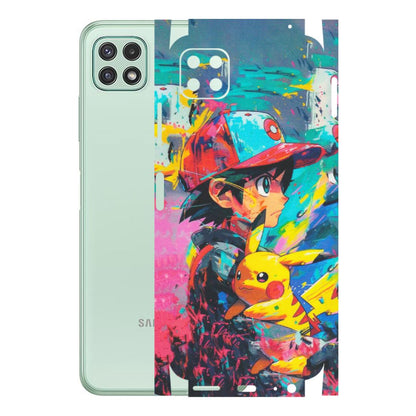 Samsung A/S Series Phone Skins (All Models) - Ash & Pikachu - Matte Finish (M-26) Samsung Galaxy A22 (5G)