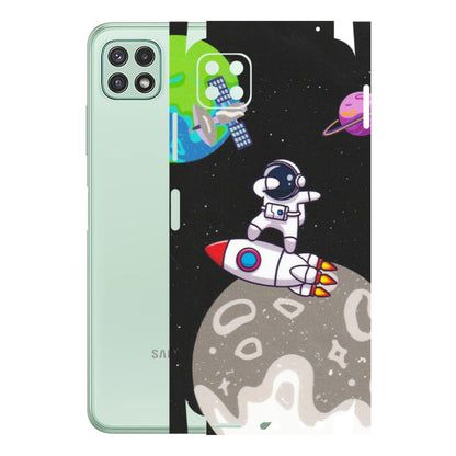 Samsung A/S Series Phone Skins (All Models) - Astronaut Vibing Toon Running - Matte Finish (M-39) Samsung Galaxy A22 (5G)