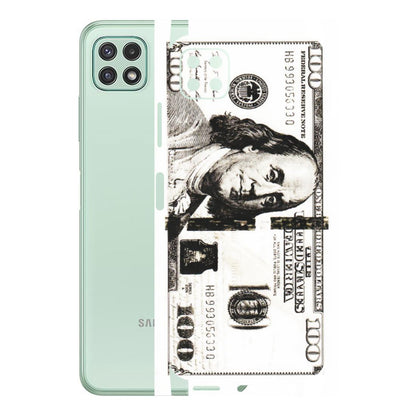 Samsung A/S Series Phone Skins (All Models) - 100 Dollar Currency - Transparent Finish (T-01) Samsung Galaxy A22 (5G)