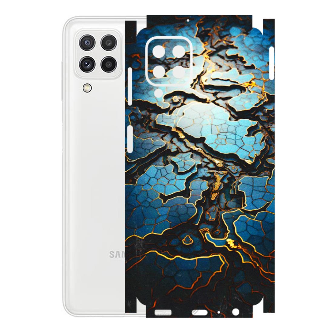 Samsung A/S Series Phone Skins (All Models) - Blue Gold Abstract - 3D Embossed Finish (L-11) Samsung Galaxy A22