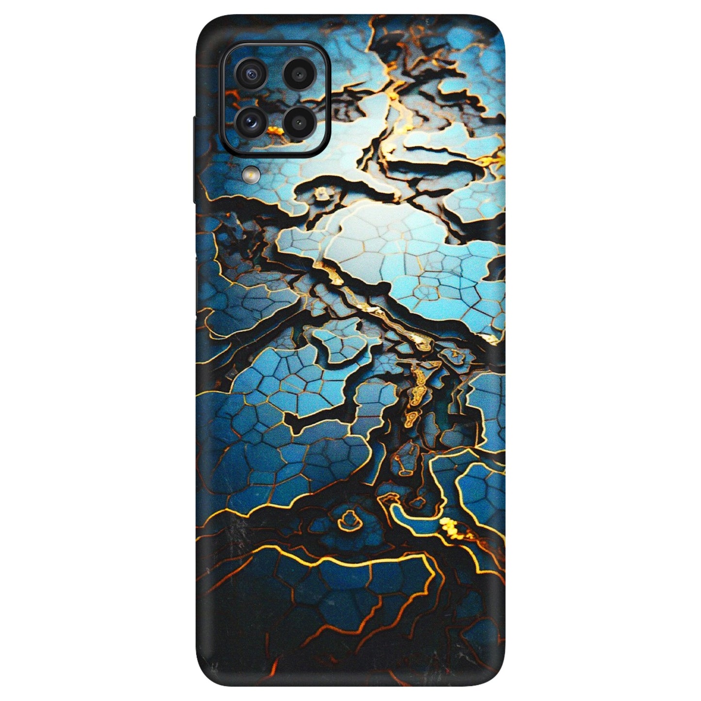 Samsung A/S Series Phone Skins (All Models) - Blue Gold Abstract - 3D Embossed Finish (L-11) Samsung Galaxy A22