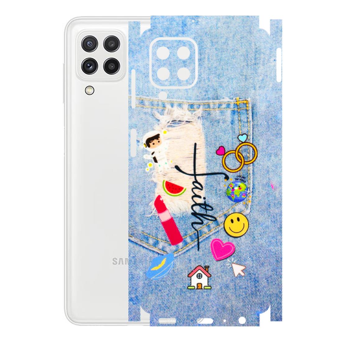 Samsung A/S Series Phone Skins (All Models) - Denim Jeans Pocket - 3D Embossed Finish (L-134) Samsung Galaxy A22