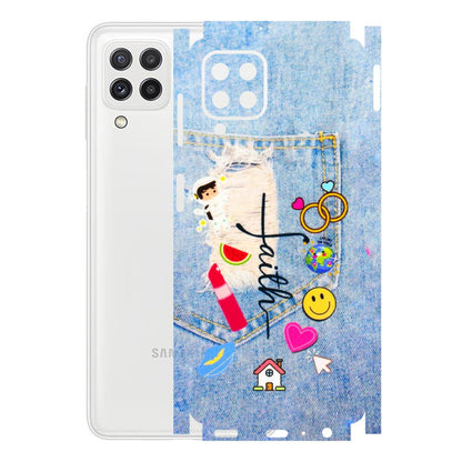 Samsung A/S Series Phone Skins (All Models) - Denim Jeans Pocket - 3D Embossed Finish (L-134) Samsung Galaxy A22