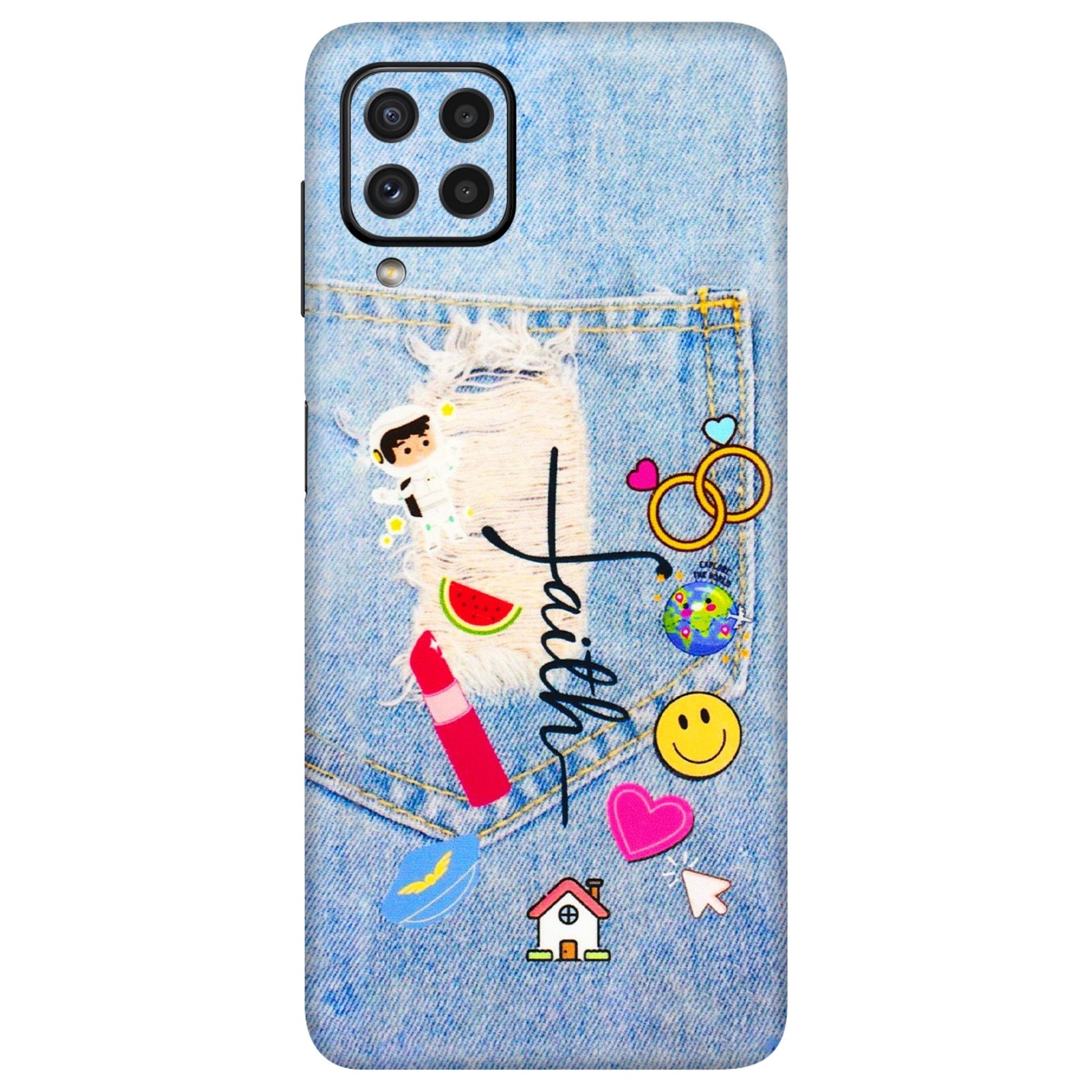 Samsung A/S Series Phone Skins (All Models) - Denim Jeans Pocket - 3D Embossed Finish (L-134) Samsung Galaxy A22