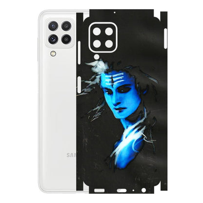 Samsung A/S Series Phone Skins (All Models) - Har Har Mahadev Blue/Black - 3D Embossed Finish (L-185) Samsung Galaxy A22