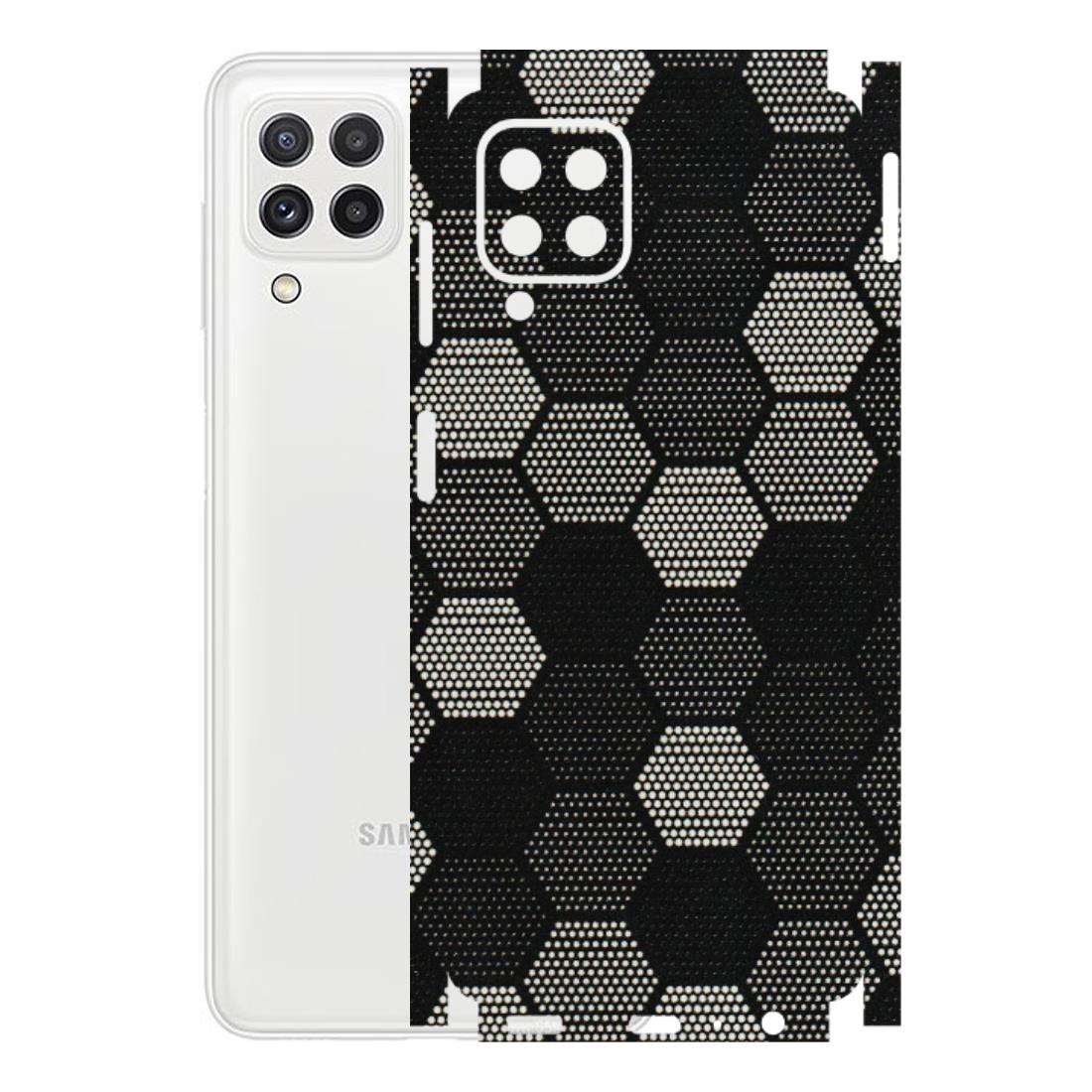 Samsung A/S Series Phone Skins (All Models) - Black & White Dotted Honeycomb Texture - 3D Embossed Finish (L-202) Samsung Galaxy A22