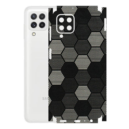 Samsung A/S Series Phone Skins (All Models) - Black & White Dotted Honeycomb Texture - 3D Embossed Finish (L-202) Samsung Galaxy A22