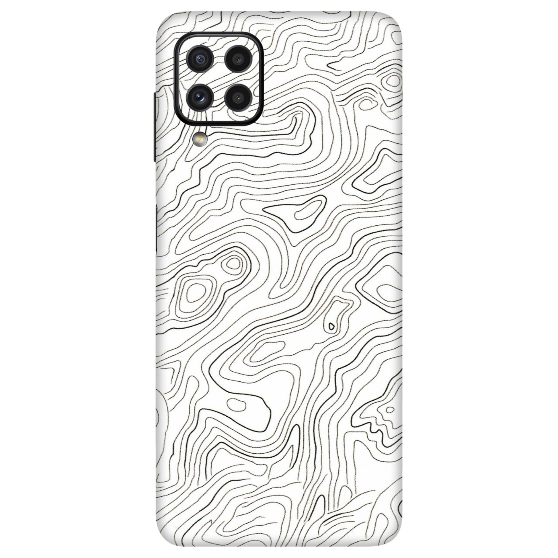 Samsung A/S Series Phone Skins (All Models) - White Black Swirls - 3D Embossed Finish (L-219) Samsung Galaxy A22