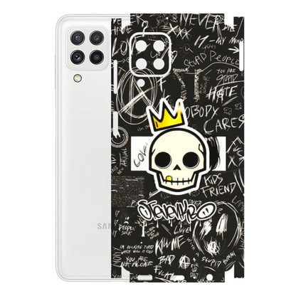 Samsung A/S Series Phone Skins (All Models) - Funny Skull Black Chalk Grafitti - 3D Embossed Finish (L-22) Samsung Galaxy A22