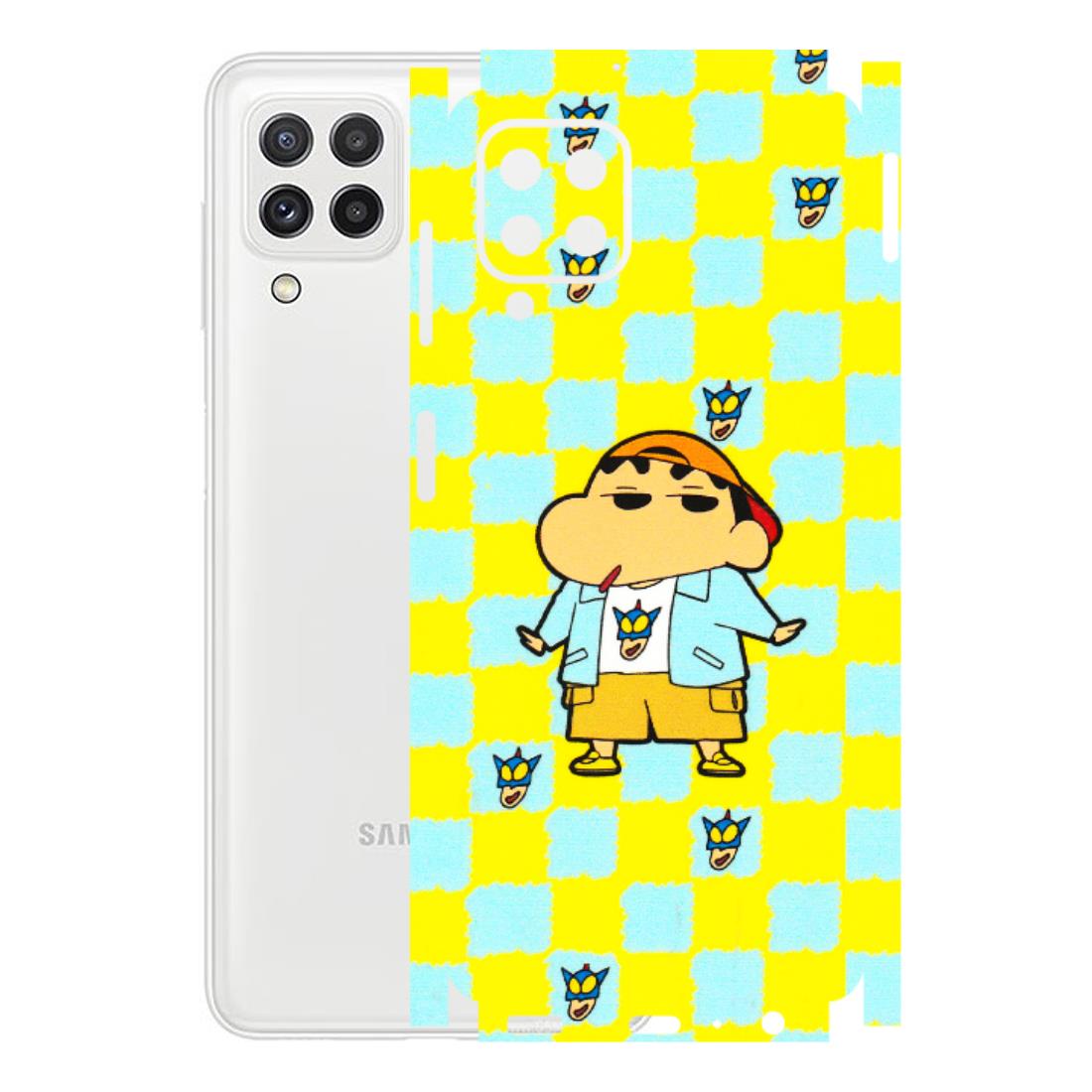 Samsung A/S Series Phone Skins (All Models) - Yellow Blue Shinchan Cute - 3D Embossed Finish (L-221) Samsung Galaxy A22