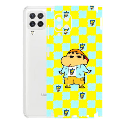 Samsung A/S Series Phone Skins (All Models) - Yellow Blue Shinchan Cute - 3D Embossed Finish (L-221) Samsung Galaxy A22