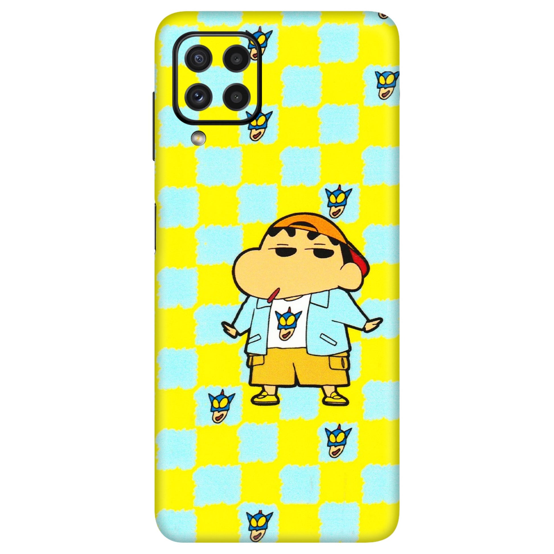 Samsung A/S Series Phone Skins (All Models) - Yellow Blue Shinchan Cute - 3D Embossed Finish (L-221) Samsung Galaxy A22