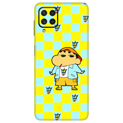 Samsung A/S Series Phone Skins (All Models) - Yellow Blue Shinchan Cute - 3D Embossed Finish (L-221) Samsung Galaxy A22